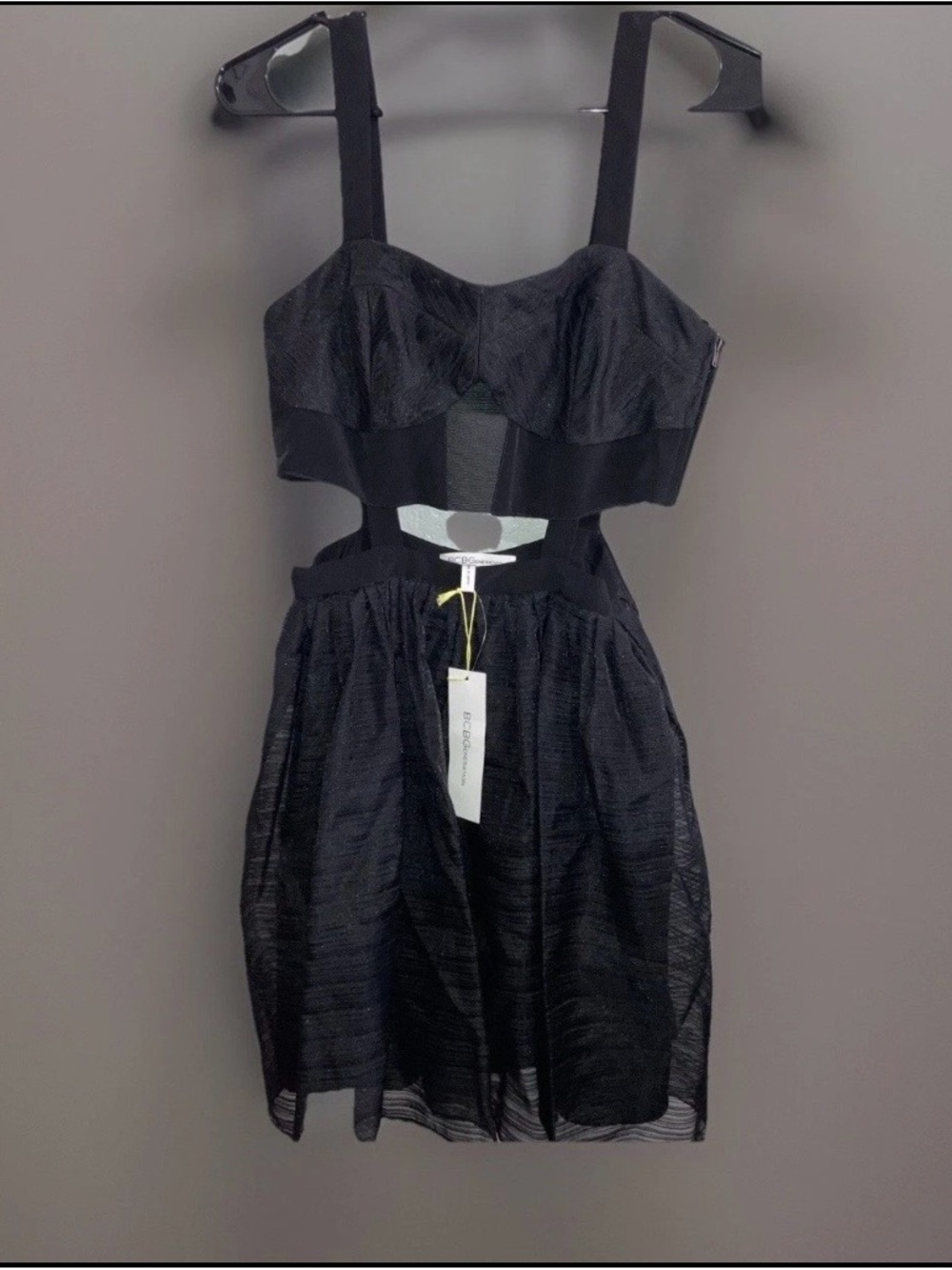 BCBGeneration Black Strappy Evening Dress Cami Top Tulle Balletcore NWT sz 6